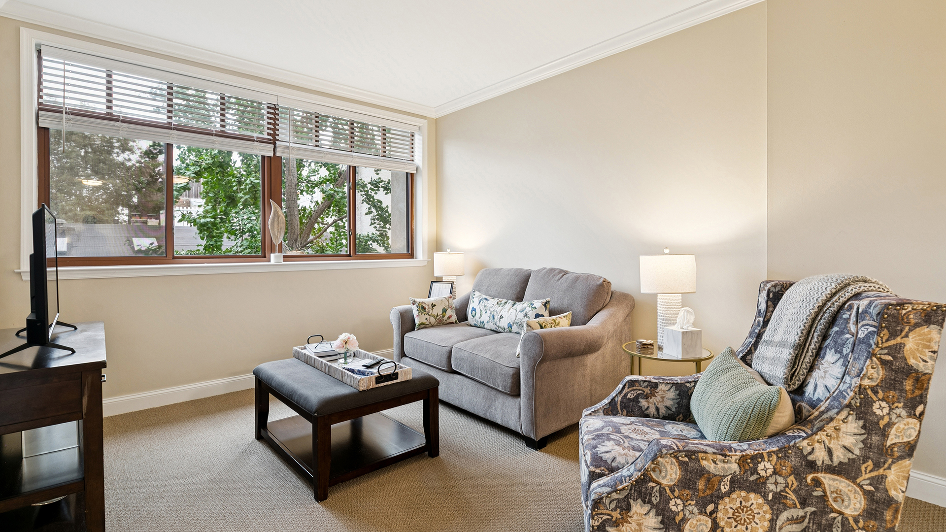Apartment living room and dining area